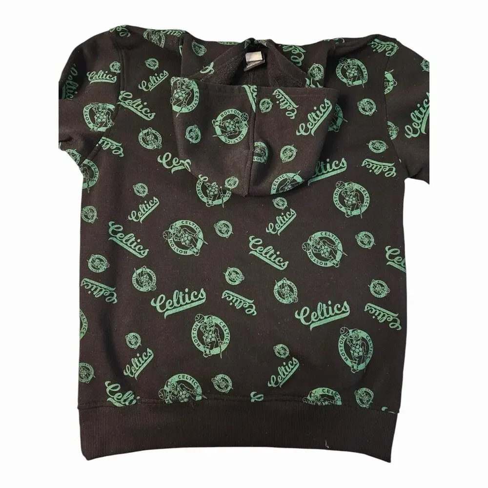 Boston Celtics Youth XL 18–20‎ Hoodie Black Green All Over Print NBA